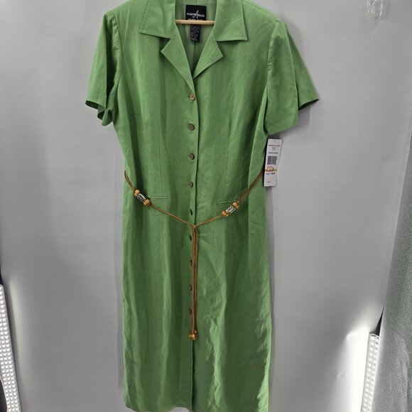 Vintage Positive Attitude Petite Green Linen/Rayon Maxi Dress 16WP - Picture 2 of 16